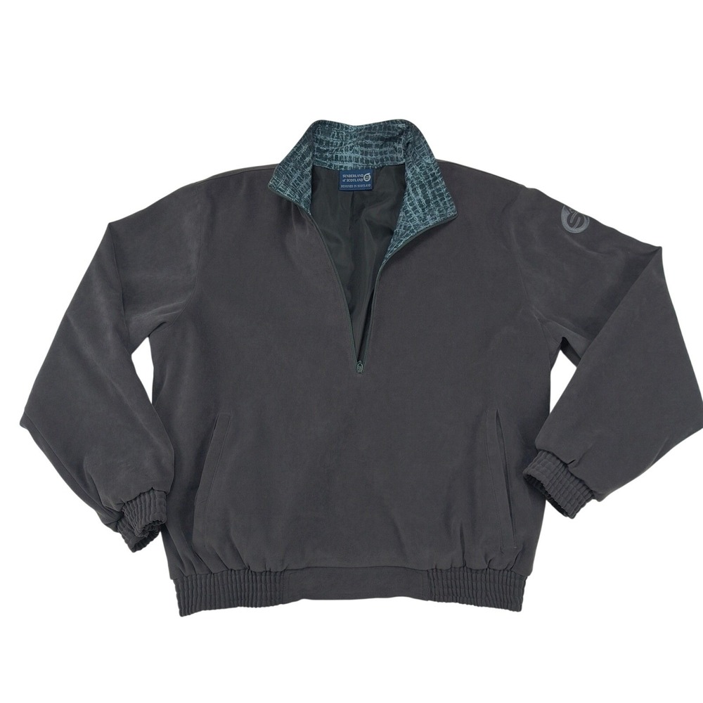 Sunderland of Scotland Men Gray Quarter Zip Microfiber Windbreaker Jacket Size M